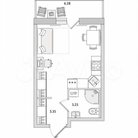 Квартира-студия, 29,9 м², 19/21 эт.