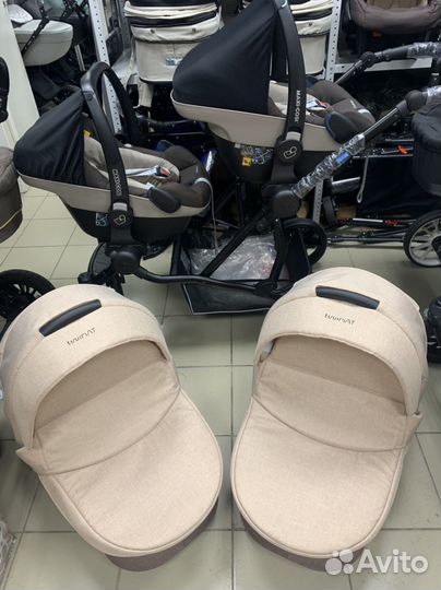 Коляска 3 в 1 для двойни на гарантии mikado