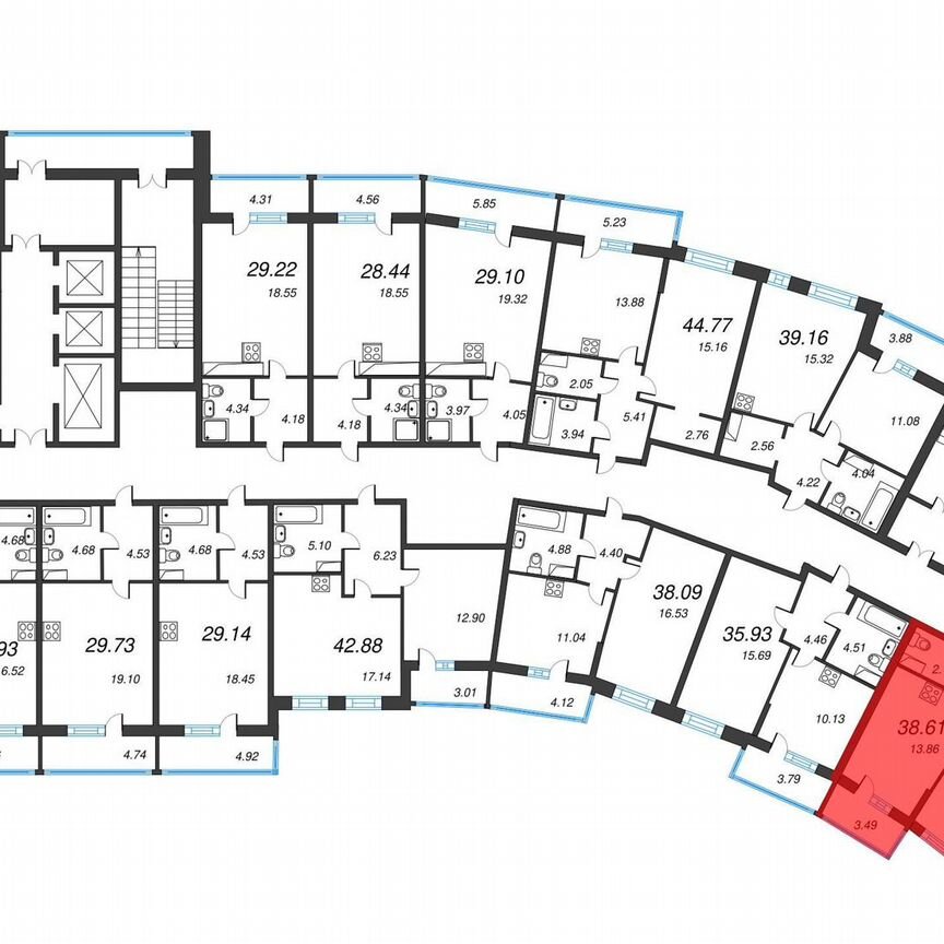 1-к. квартира, 41,1 м², 9/22 эт.