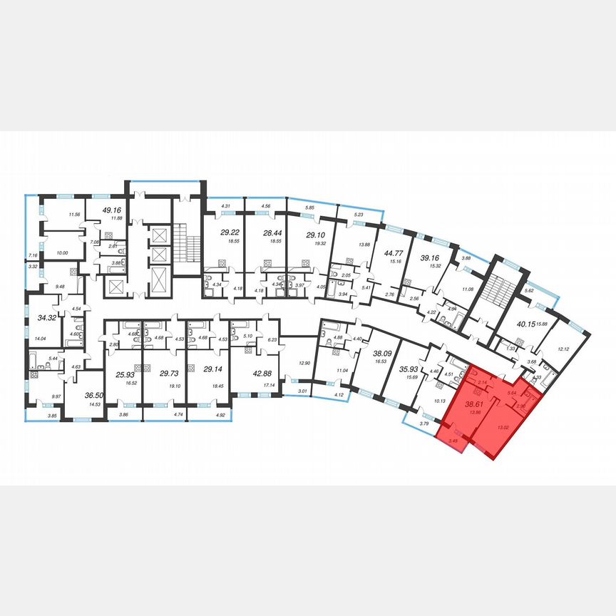 1-к. квартира, 41,1 м², 9/22 эт.