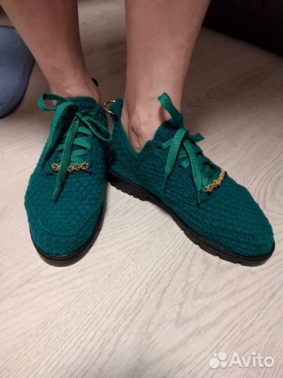 Обувь вязаная, ручная работа