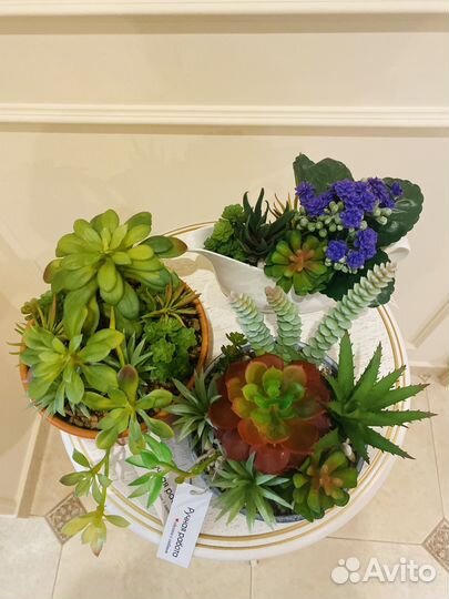 Искусственные цветы растения зелень кактусы бонсай