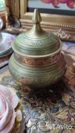 Латунь вазочка сахарница баночка шкатулка винтаж