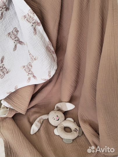 Муслиновый плед детский ручной работы