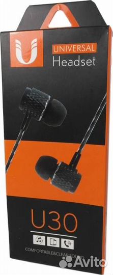 Наушники U30 с микрофоном, Черные