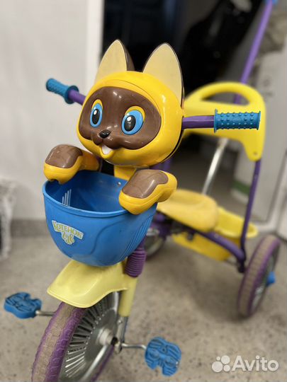 Детский велосипед с ручкой Котенок Гав