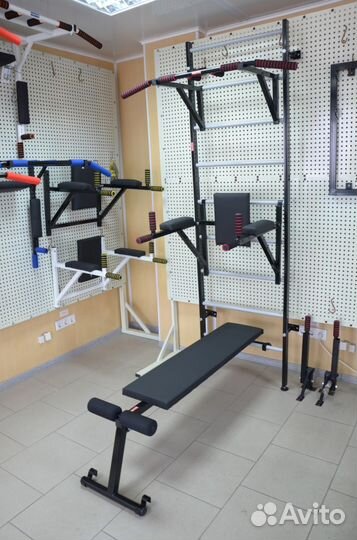 Шведская стенка с турником, брусьями, скамьей