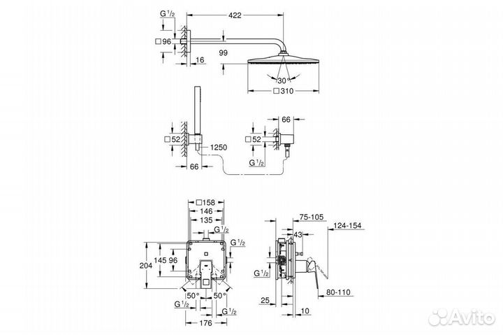 Душевая система Grohe Eurocube