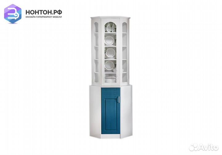 Буфет Констанция угловой белый матовый / джинс