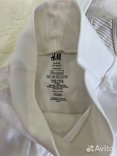 Комплект боди с запахом и штаны h&m 62