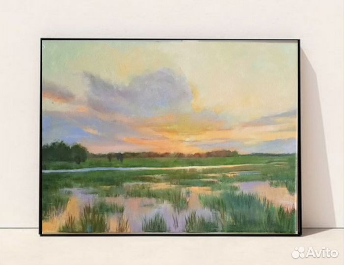 Картина маслом Пейзаж с рекой