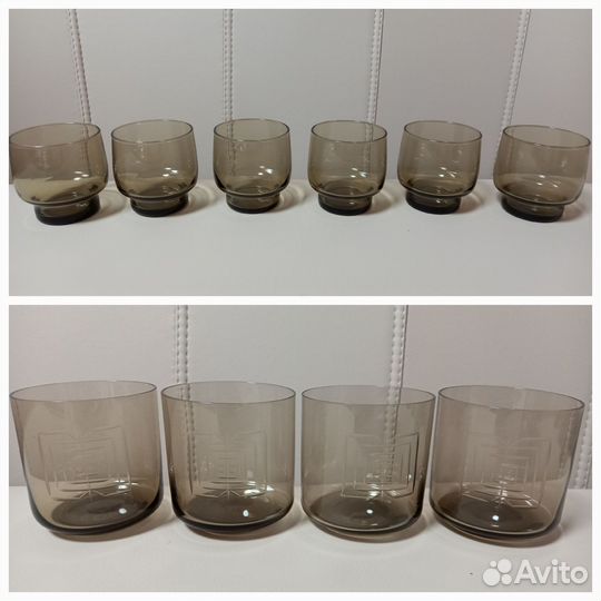Стопки, рюмки, бокалы дымчатое стекло винтаж
