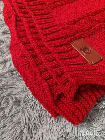 Вязанное покрывало плед на кресло