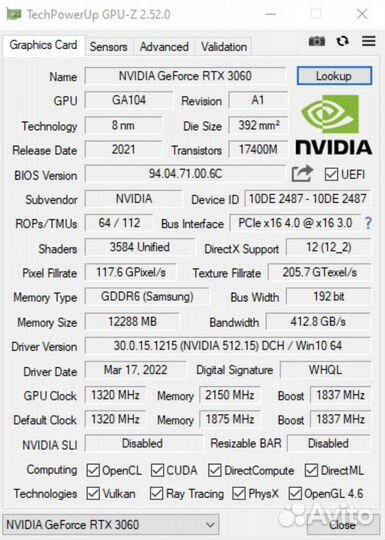 Видеокарта Palit GeForce RTX 3060 Dual OC
