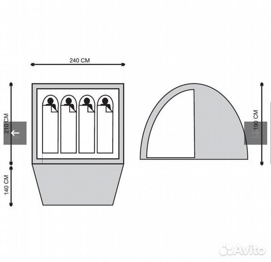 Палатка 4х местная с тамбуром