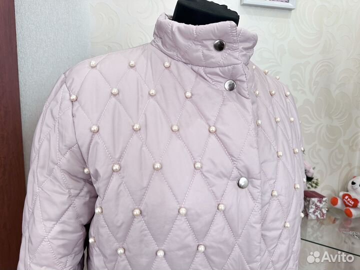 Демисезонное пальто 46 48 розовое