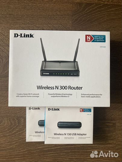 Роутер D-Link N300 Dir-620 + 2USB адаптера N150