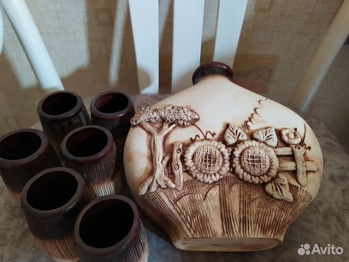 Кувшин и стопки для вина ручной работы