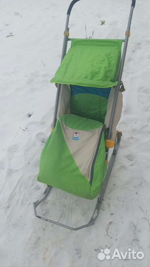 Детские санки коляска с колесами