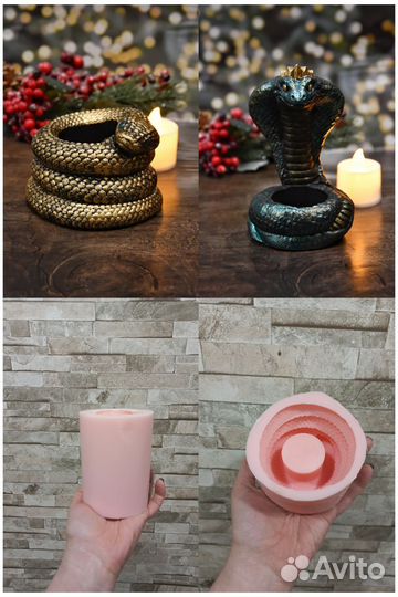 Молд змея;кобра подсвечник