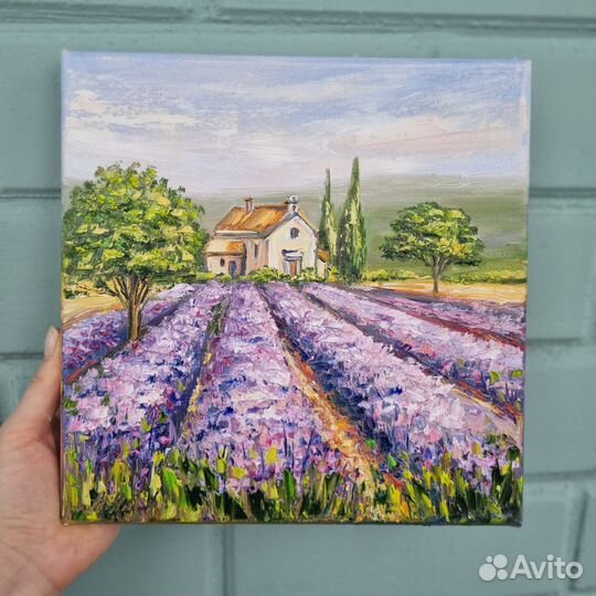 Картина маслом лаванда пейзаж Прованса цветы