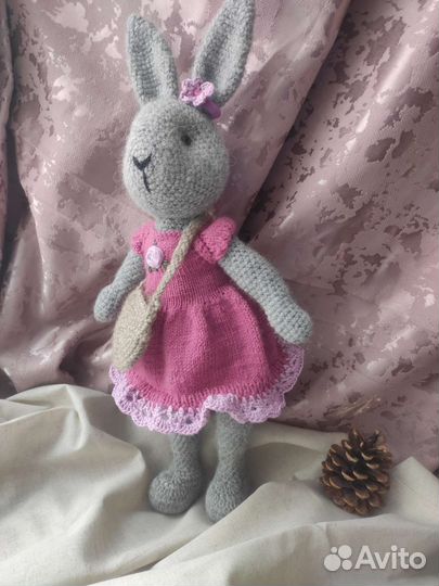 Зайчик, вязаная игрушка, ручня работа