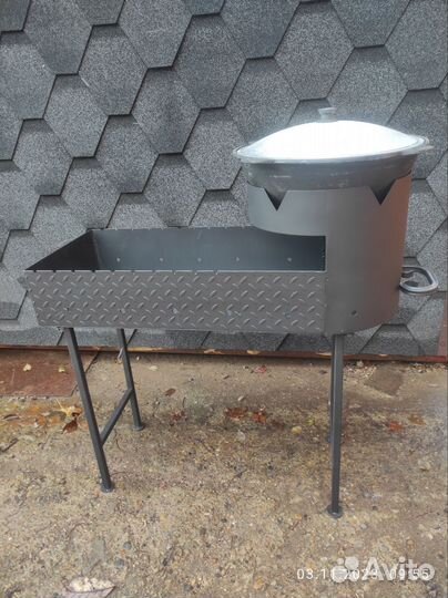 Мангал 3 мм с подказанником 10 л съёмные ножки