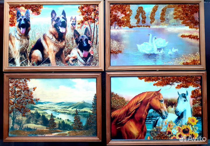 Картины с натуральным янтарем