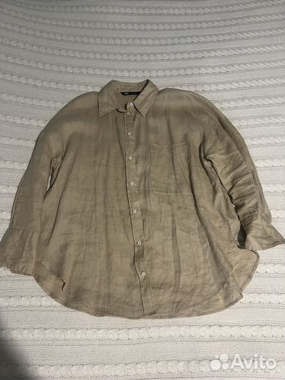 Рубашка лен zara женская