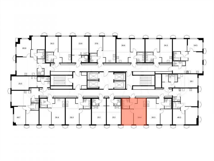 1-к. квартира, 34,4 м², 21/24 эт.