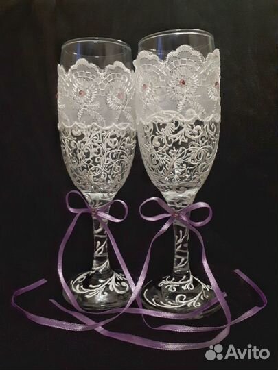 Бокалы свадебные. Роспись на заказ
