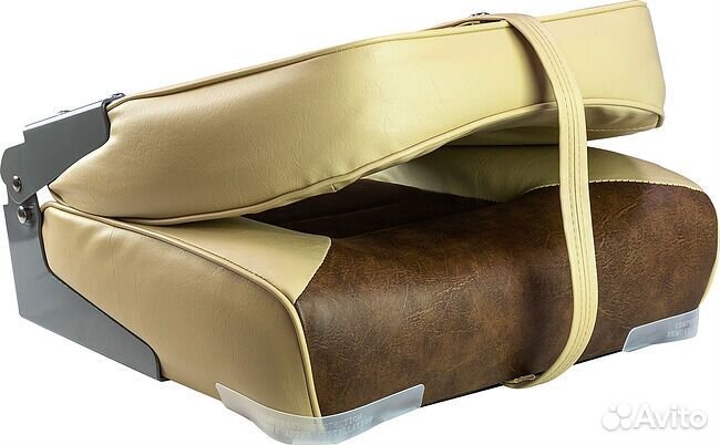 Кресло складное мягкое, обивка винил, цвет песочны