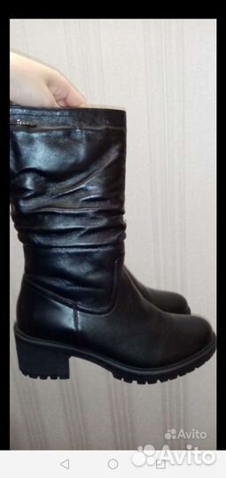 Кожаные зимние сапоги
