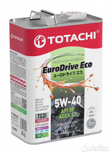 Моторное масло Totachi EuroDrive Eco 5W-40 синтети