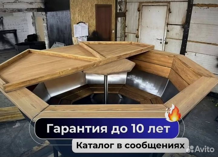 Банный чан с водяной рубашкой на дровах