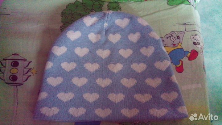 Шапочка 2 сторонняя голубая-белая р. 52-54