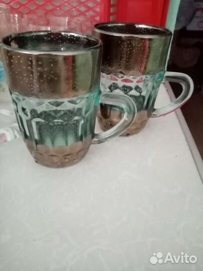 Набор стаканов Весенние цветы, 6 шт, ваза, СССР