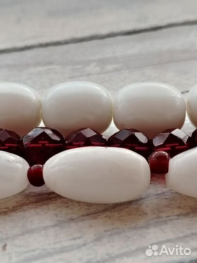 Винтажные бусы агат, гранат, камея