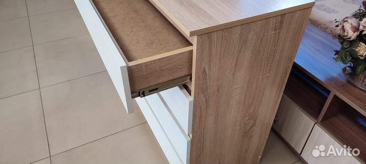 Комод Экко 4 ящика Ясень Шимо Темный/Белый