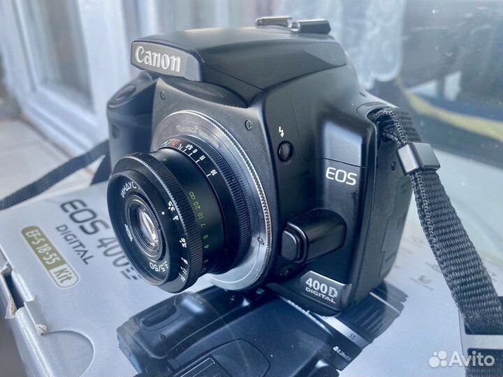 Canon 400d+объектив Индустар 50-2, адаптер,коробка