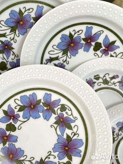 Винтаж кофейное трио Фиалки Scherzer Bavaria