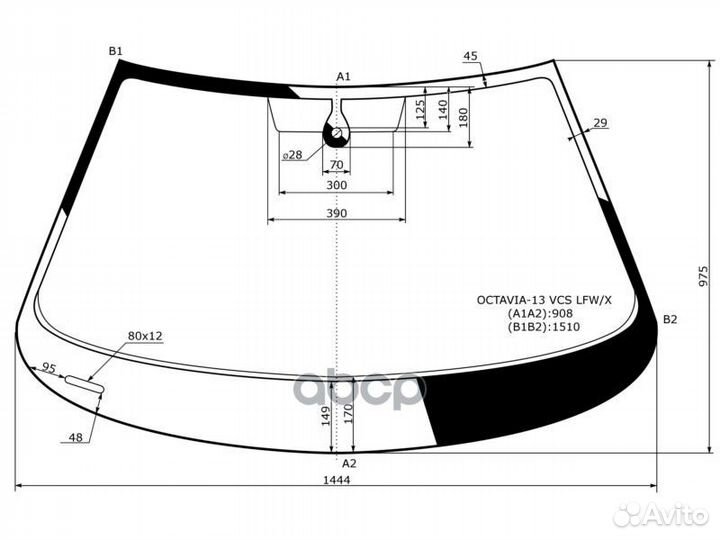 Стекло лобовое (Датчик дождя) Skoda Octavia 12-17
