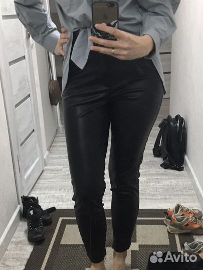 Брюки mango экокожа