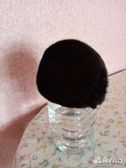 Шапка норковая женская темно-коричневая, 56-58