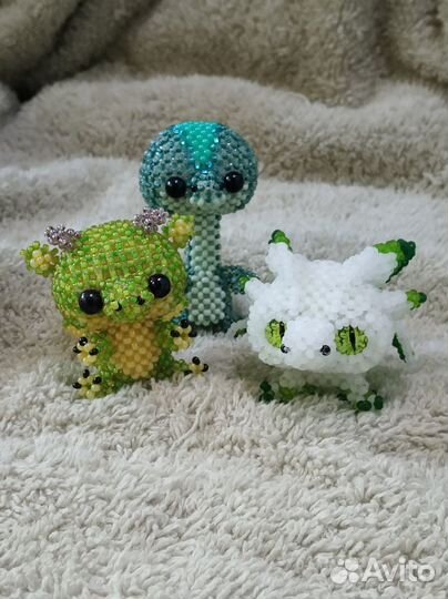 Игрушки амигуруми из бисера дракончик