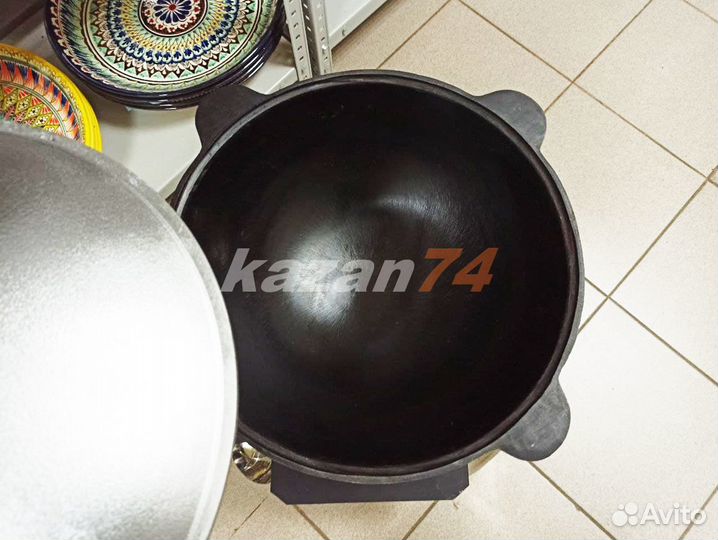 Казан чугунный 10л круглый и печь + шумовка специи