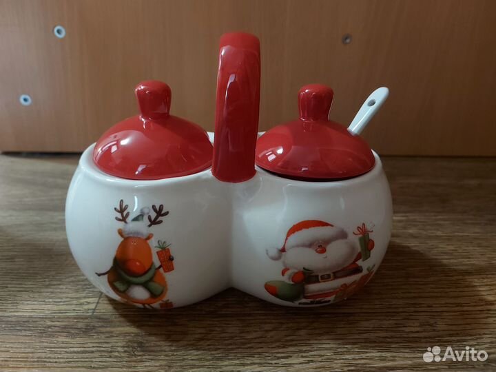 Банка керамическая двухсекционная для специй