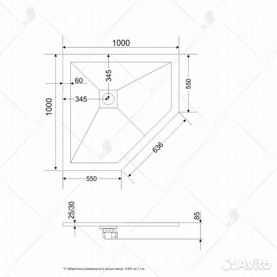 Душевой поддон иск. камень RGW Stone Tray ST/T