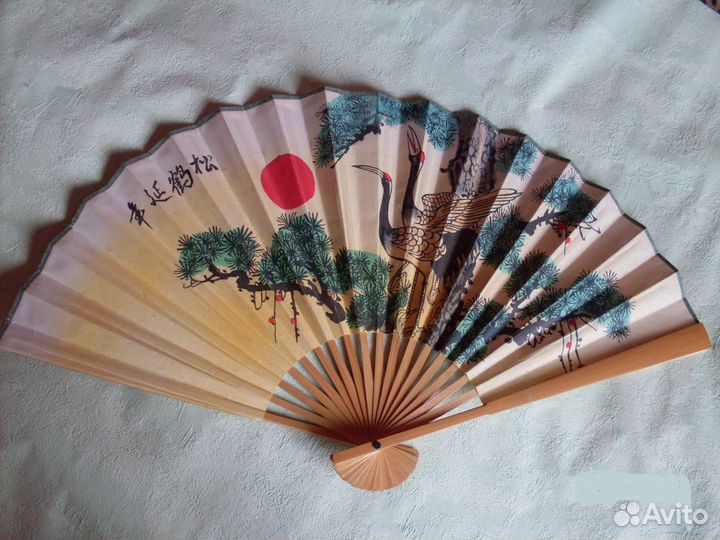 Старинный Китайский настенный веер