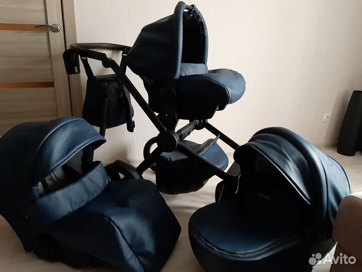 Коляска эко/кожа 3в1